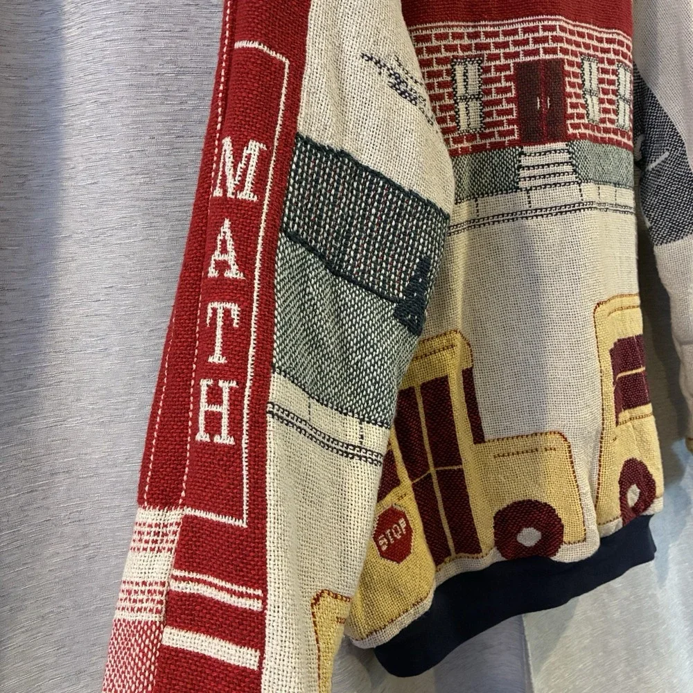 Sugar Street Weavers Classroom Teacher Knit Sweater One Size VTG‎ Tapestry Math